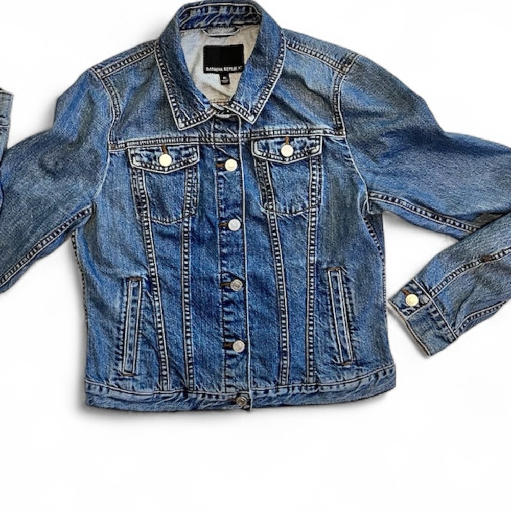 Banana Republic Jacket Medium Blue Short Denim Dark Wash